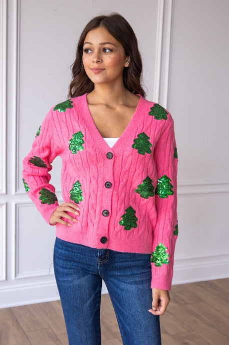 Sequin Trees Cardigan - Charming Charlie