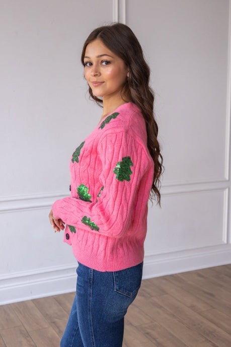 Sequin Trees Cardigan - Charming Charlie