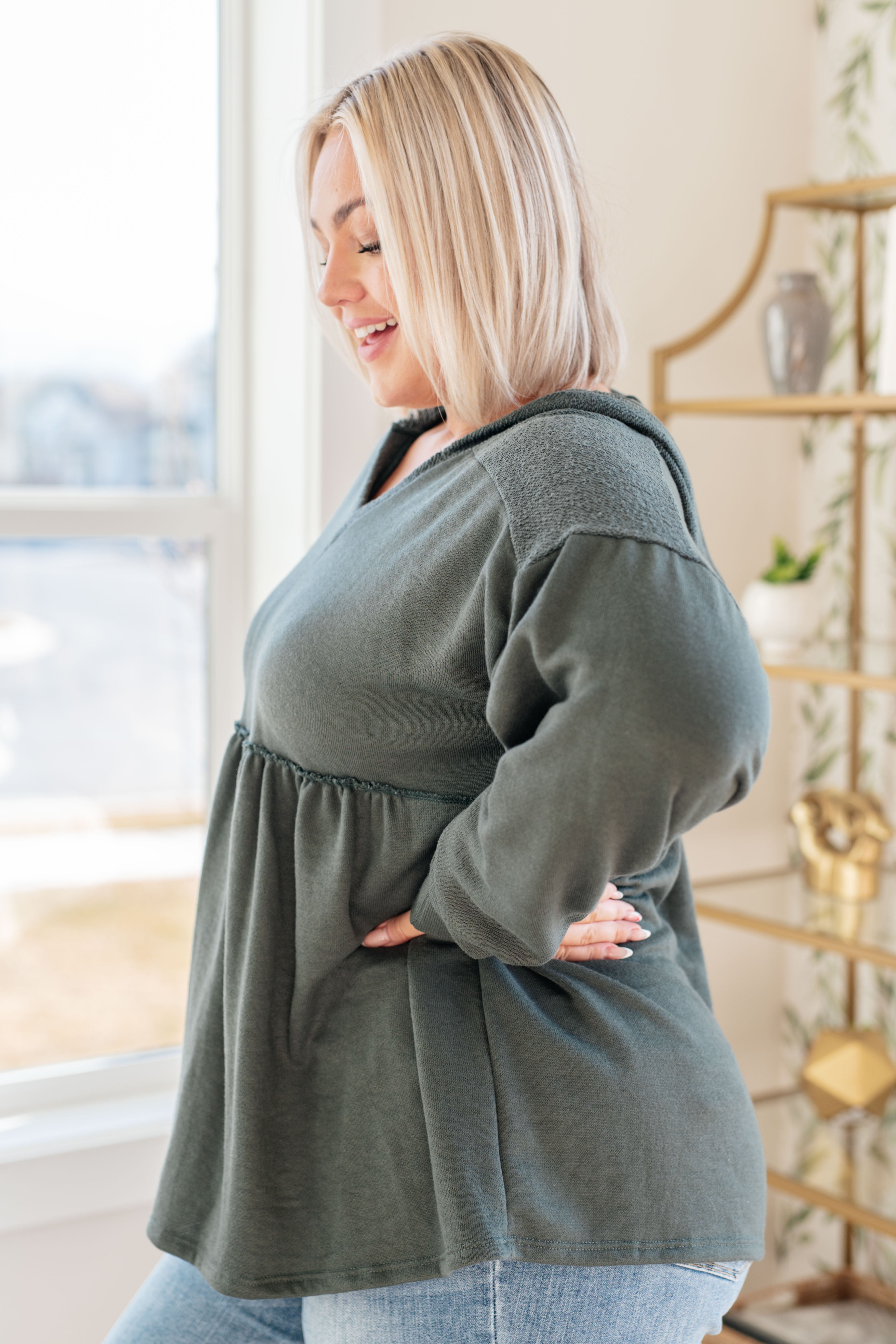 She's Not Wrong Hooded V-Neck Pullover - Charming Charlie