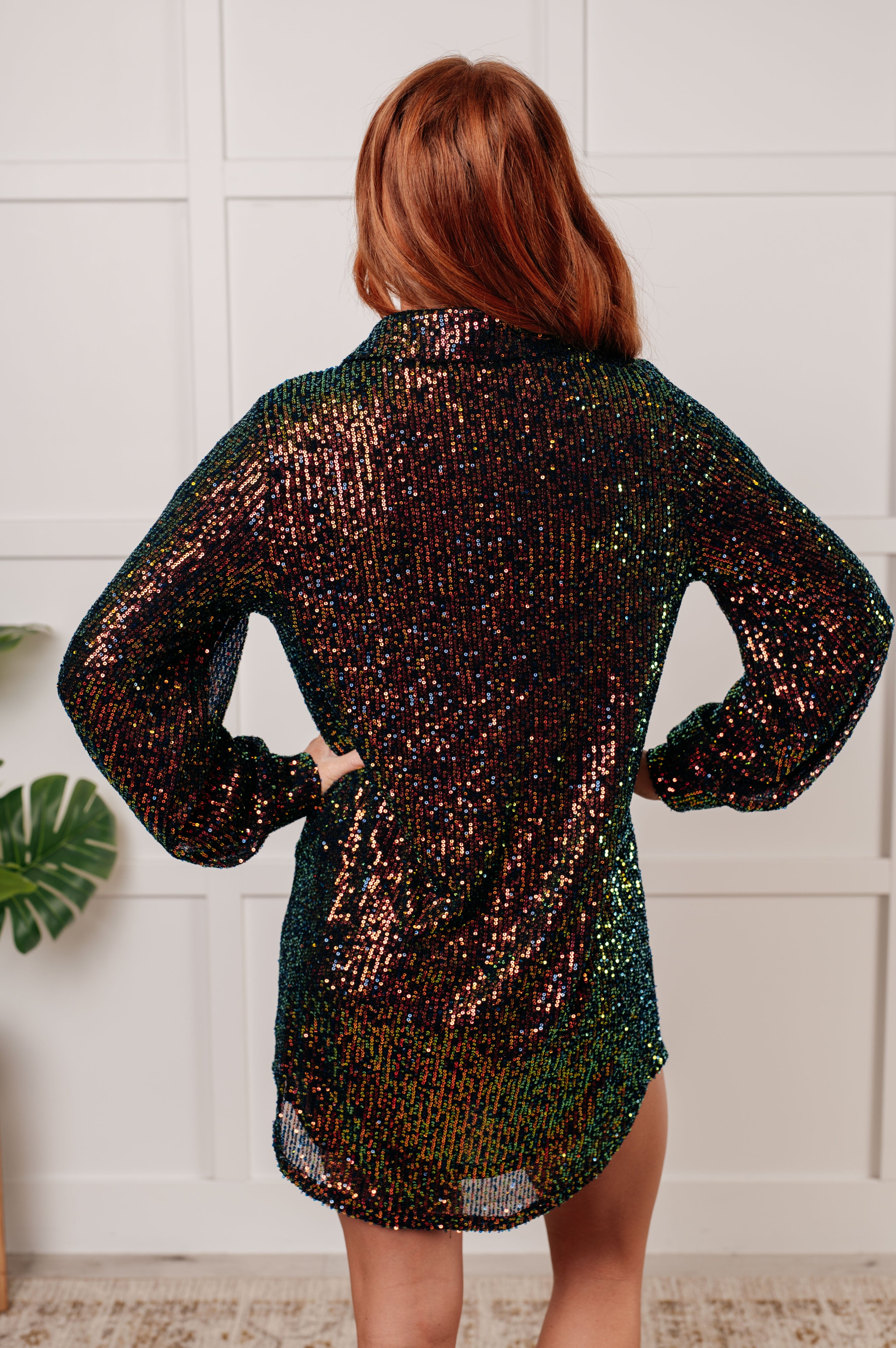 Shimmering Splendor Sequin Shirt Dress Charming Charlie Shimmering Splendor Sequin Shirt Dress Charming Charlie