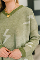 Shock Value V-Neck Sweater in Olive - Charming Charlie
