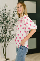 Shopping Spree Notched Neck Puff Sleeve Blouse - Charming Charlie