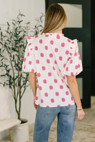 Shopping Spree Notched Neck Puff Sleeve Blouse - Charming Charlie