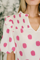 Shopping Spree Notched Neck Puff Sleeve Blouse - Charming Charlie