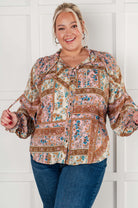 Show and Tell Mixed Print Peasant Blouse - Charming Charlie