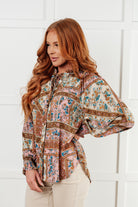 Show and Tell Mixed Print Peasant Blouse - Charming Charlie