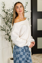 Side Hustle Off Shoulder Long Sleeve Top in Bone - Charming Charlie