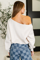 Side Hustle Off Shoulder Long Sleeve Top in Bone - Charming Charlie