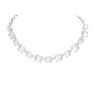 Silver Cushion Square Stone Link Evening Necklace, is the perfect accessory for any occasion. Crafted with attention to detail, this evening necklace will add a touch of glamour to any attire. Perfect Birthday Gift, Mother's Day Gift, Anniversary Gift, Christmas Gift, Valentine's Day Gift, Wedding Party.