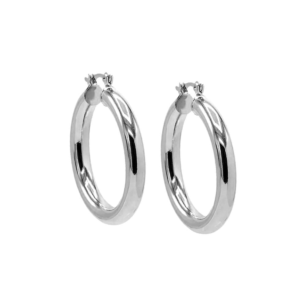Silver / 35 MM Adina's Chunky Hollow Hoop Earring - Adina's Jewels