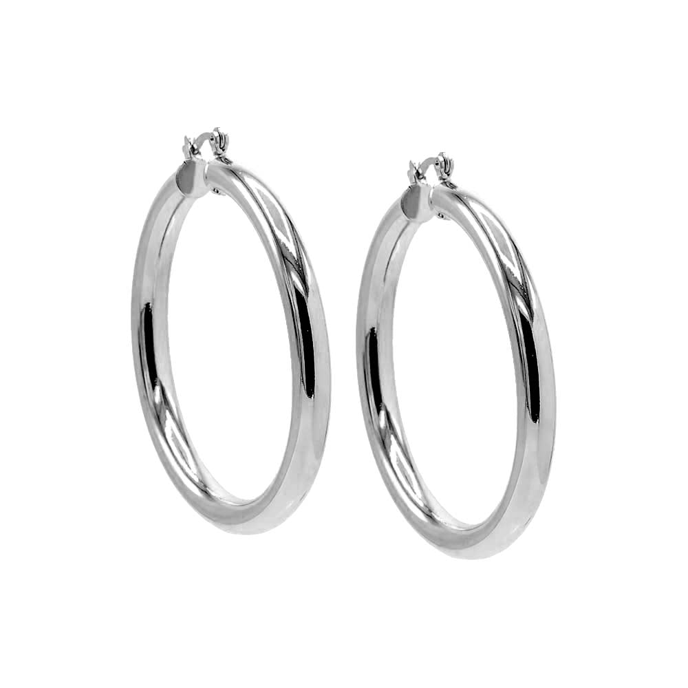 Silver / 50 MM Adina's Chunky Hollow Hoop Earring - Adina's Jewels