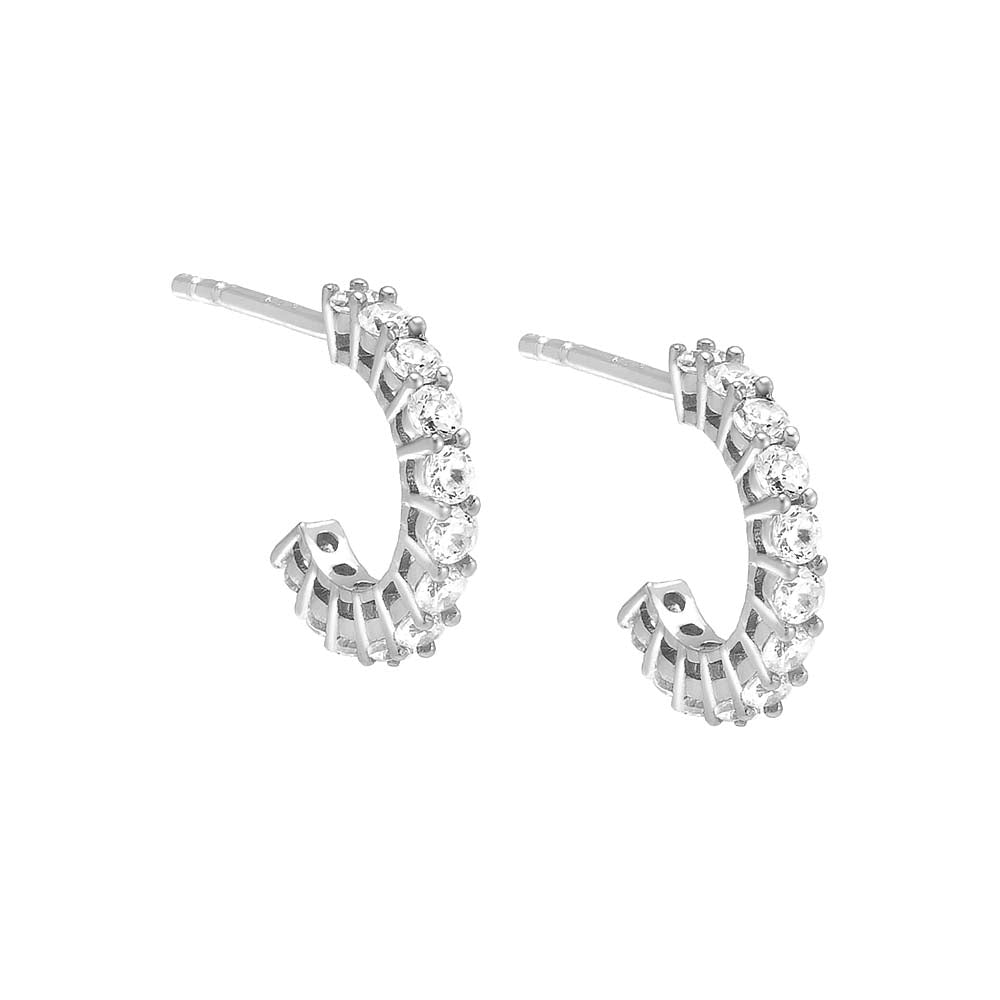 Silver / Single Tiny CZ Hoop Earring - Adina's Jewels