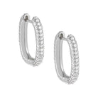 Silver / 17MM Pavé Oval Huggie Earring - Adina's Jewels