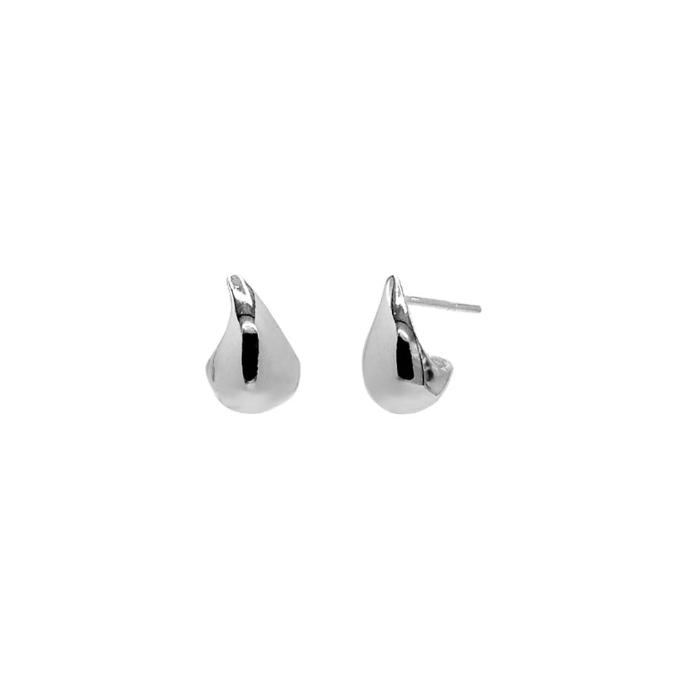 Silver / 11MM Solid Curved Teardrop Hoop Earring - Adina's Jewels