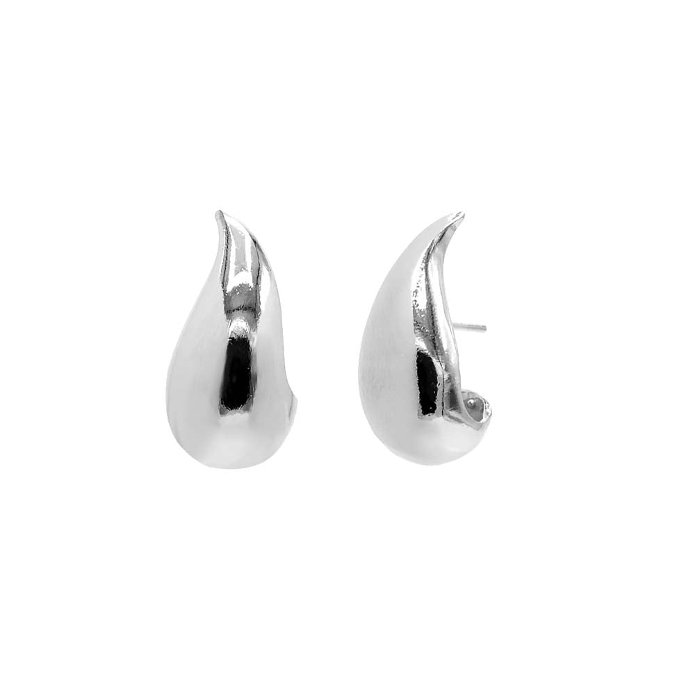 Silver / 25MM Solid Curved Teardrop Hoop Earring - Adina's Jewels