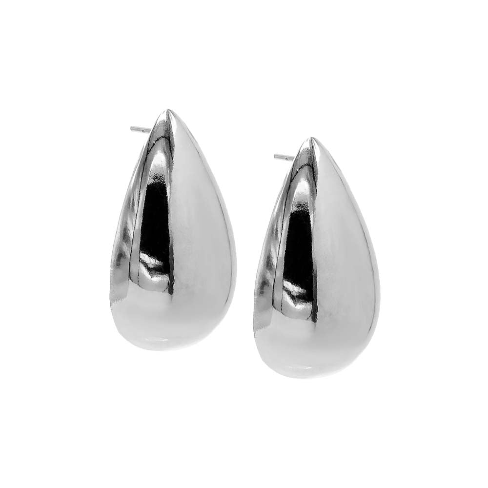 Silver Chunky Solid Teardrop Stud Earring - Adina's Jewels