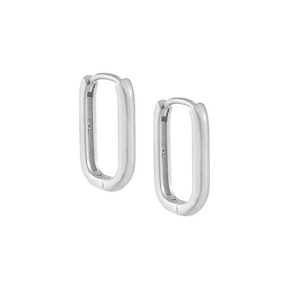 Silver / 10 MM Solid Oval Huggie Earring - Adina's Jewels