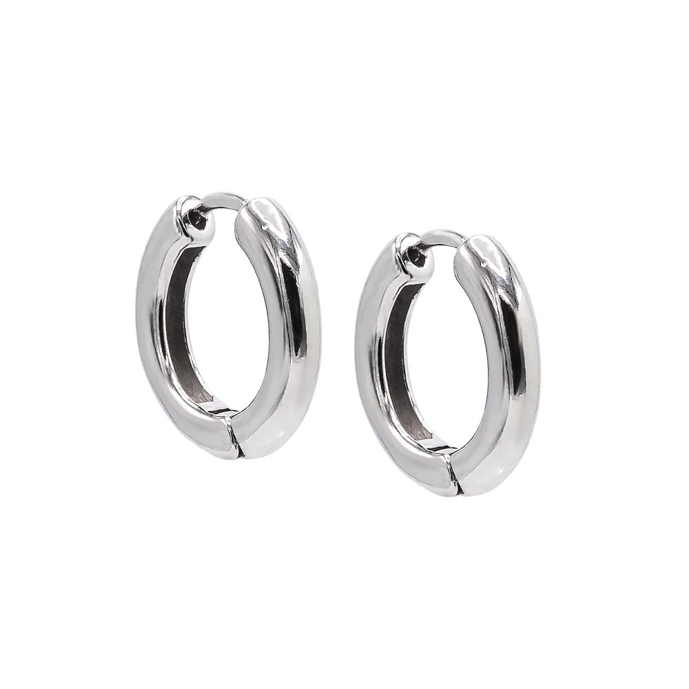 Silver / 18 MM Classic Tube Huggie Earring - Adina's Jewels