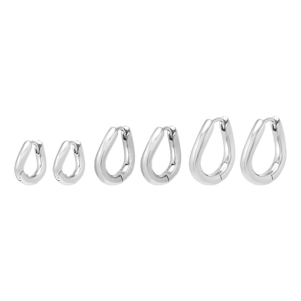 Silver / 8MM Solid Squiggly Huggie Earring - Adina's Jewels
