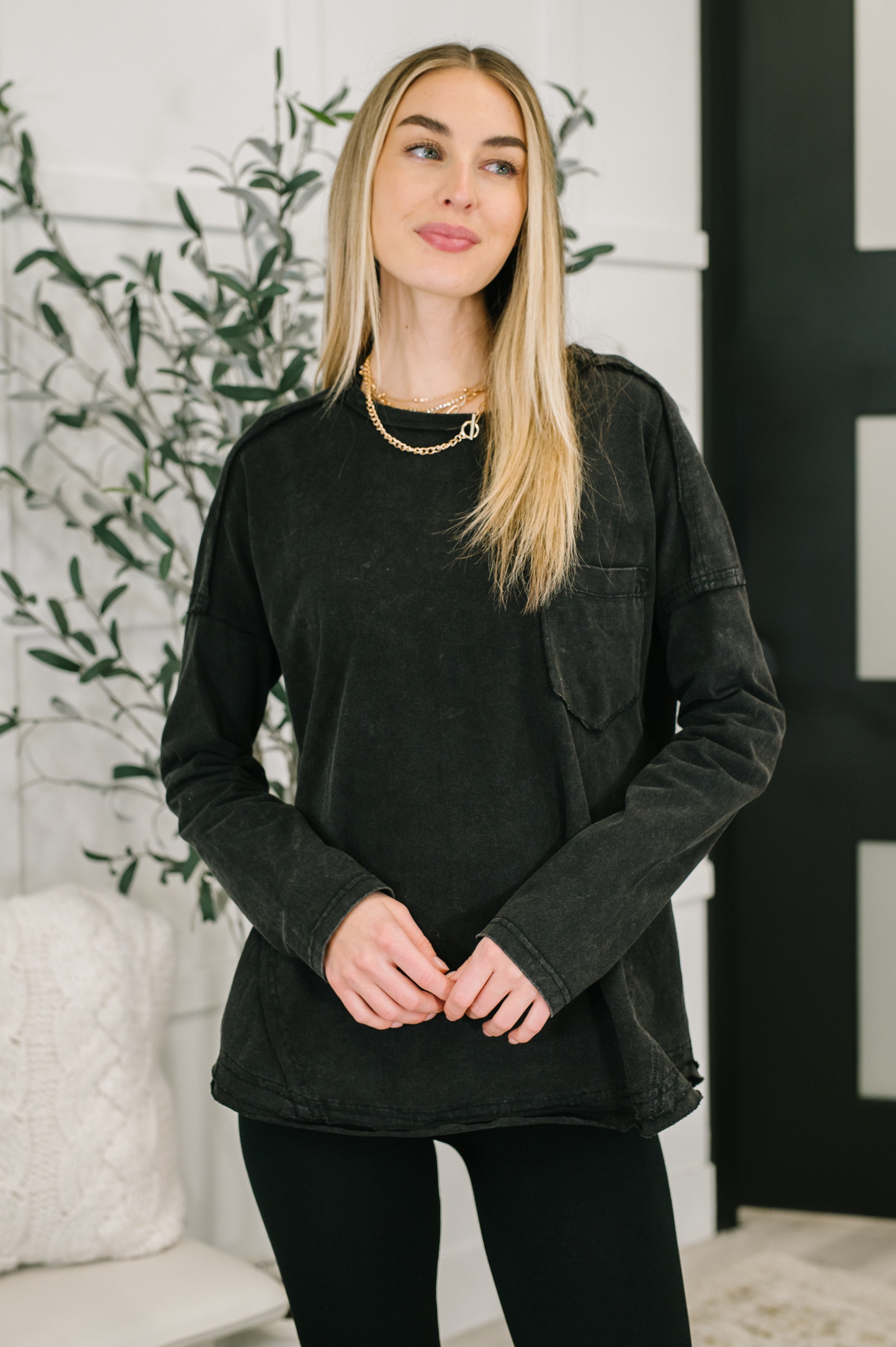 Simple as That Drop Shoulder Exposed Seam Top - Charming Charlie