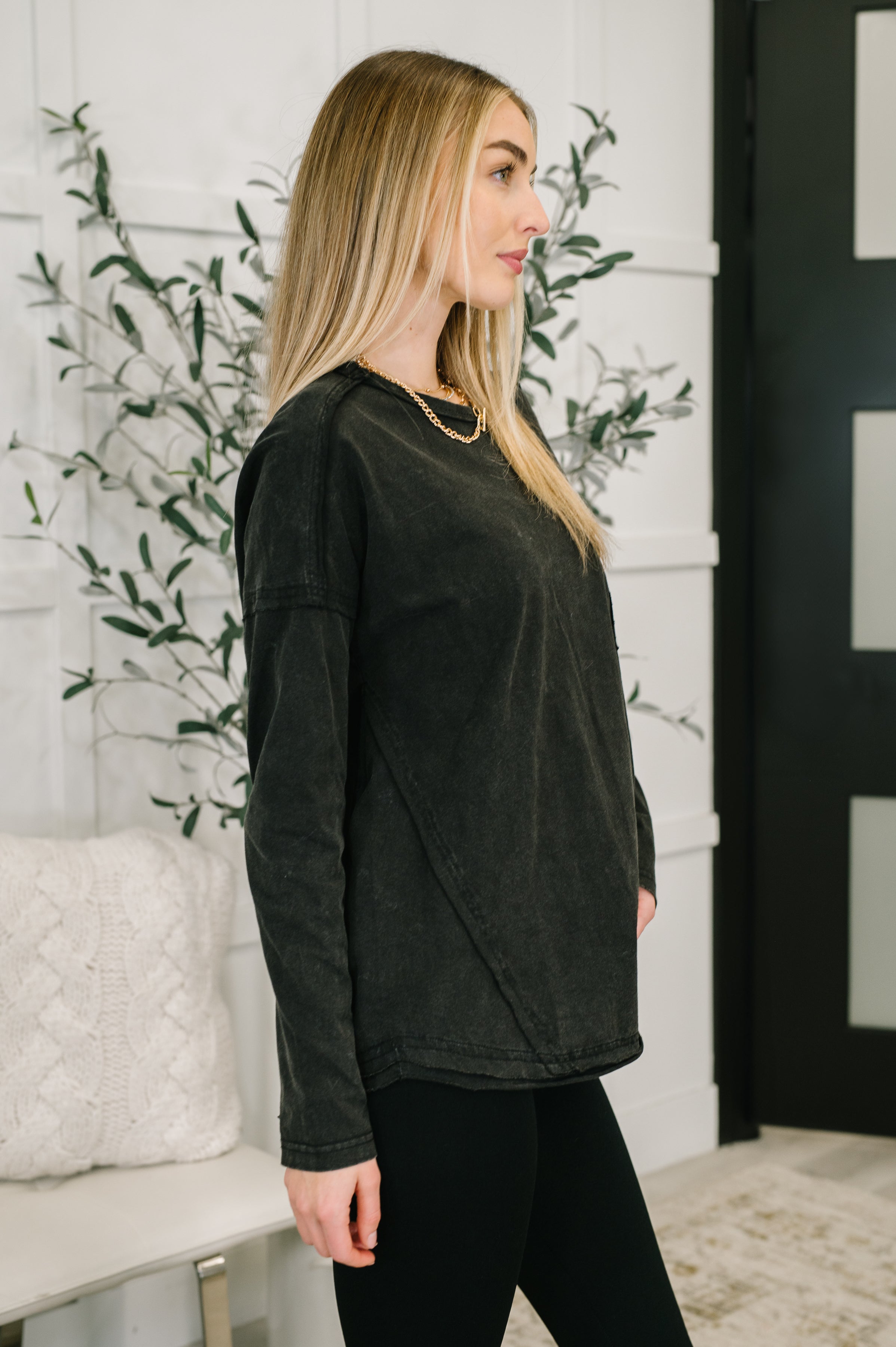 Simple as That Drop Shoulder Exposed Seam Top - Charming Charlie