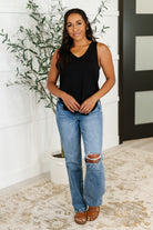 Simpler Times Basic V-Neck Tank in Black - Charming Charlie