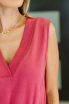 Sleeveless V-Neck Romper in Rose - Charming Charlie