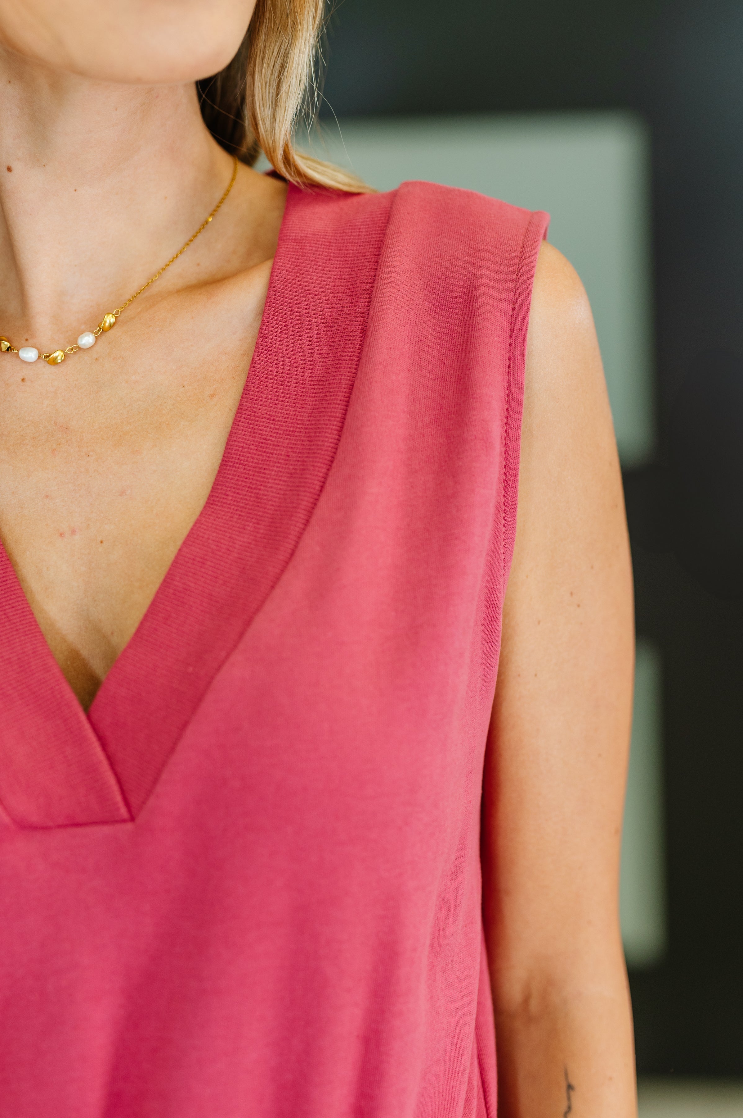 Sleeveless V-Neck Romper in Rose - Charming Charlie