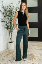 Slow Mornings High Waisted Sweats in Jungle Green - Charming Charlie