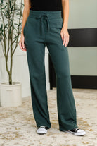 Slow Mornings High Waisted Sweats in Jungle Green - Charming Charlie