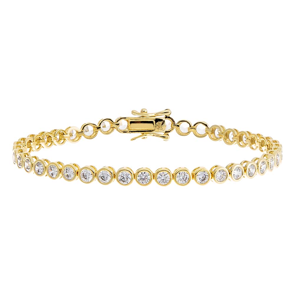 Gold / 6.5" / 3MM Bezel Tennis Bracelet - Adina's Jewels