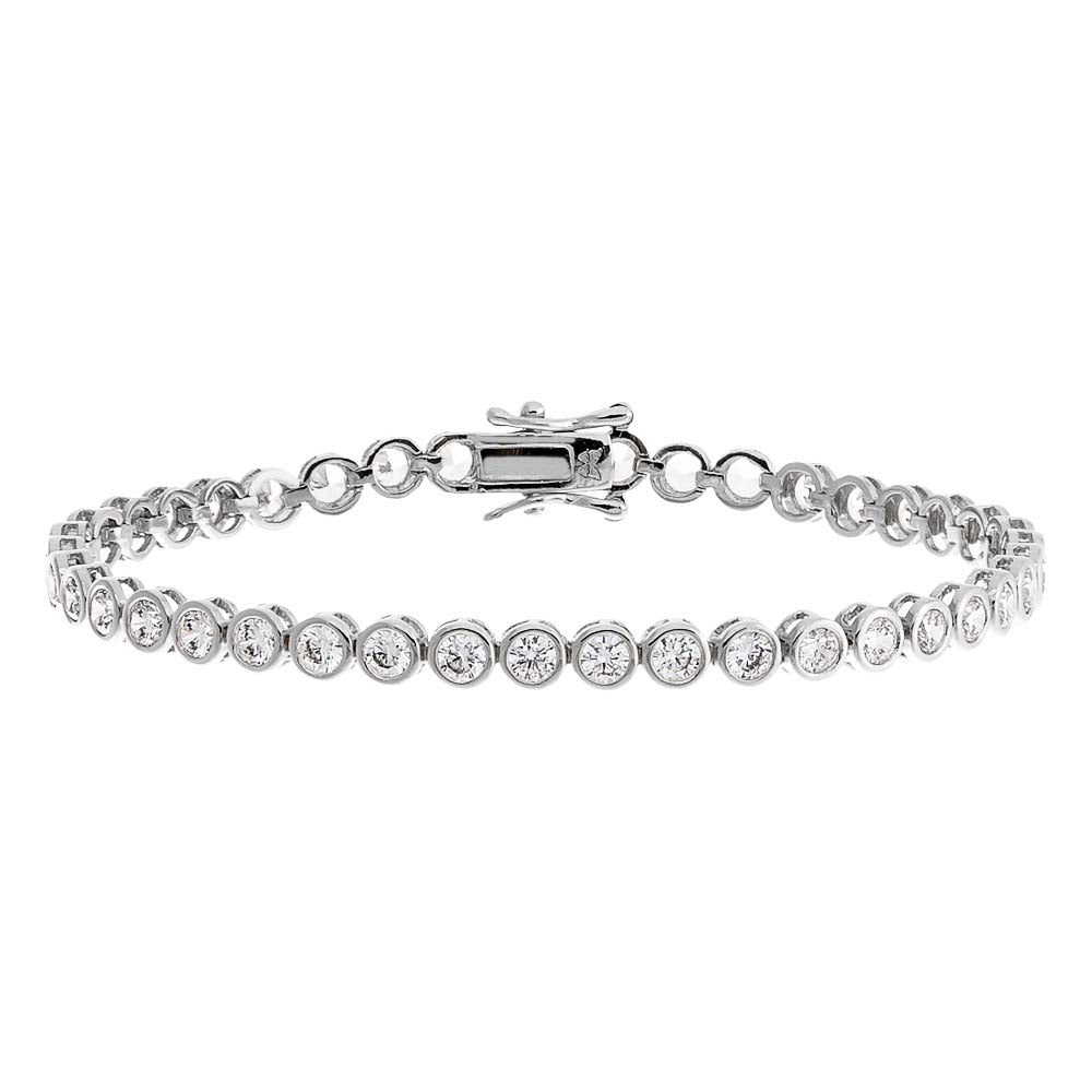 Silver / 6.5" / 3MM Bezel Tennis Bracelet - Adina's Jewels