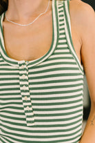 Snaccident Waiting to Happen Scooped Neck Tank in Green - Charming Charlie