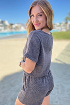 So Sure Short Sleeve Romper - Charming Charlie