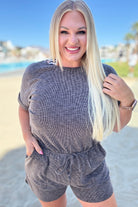 So Sure Short Sleeve Romper - Charming Charlie