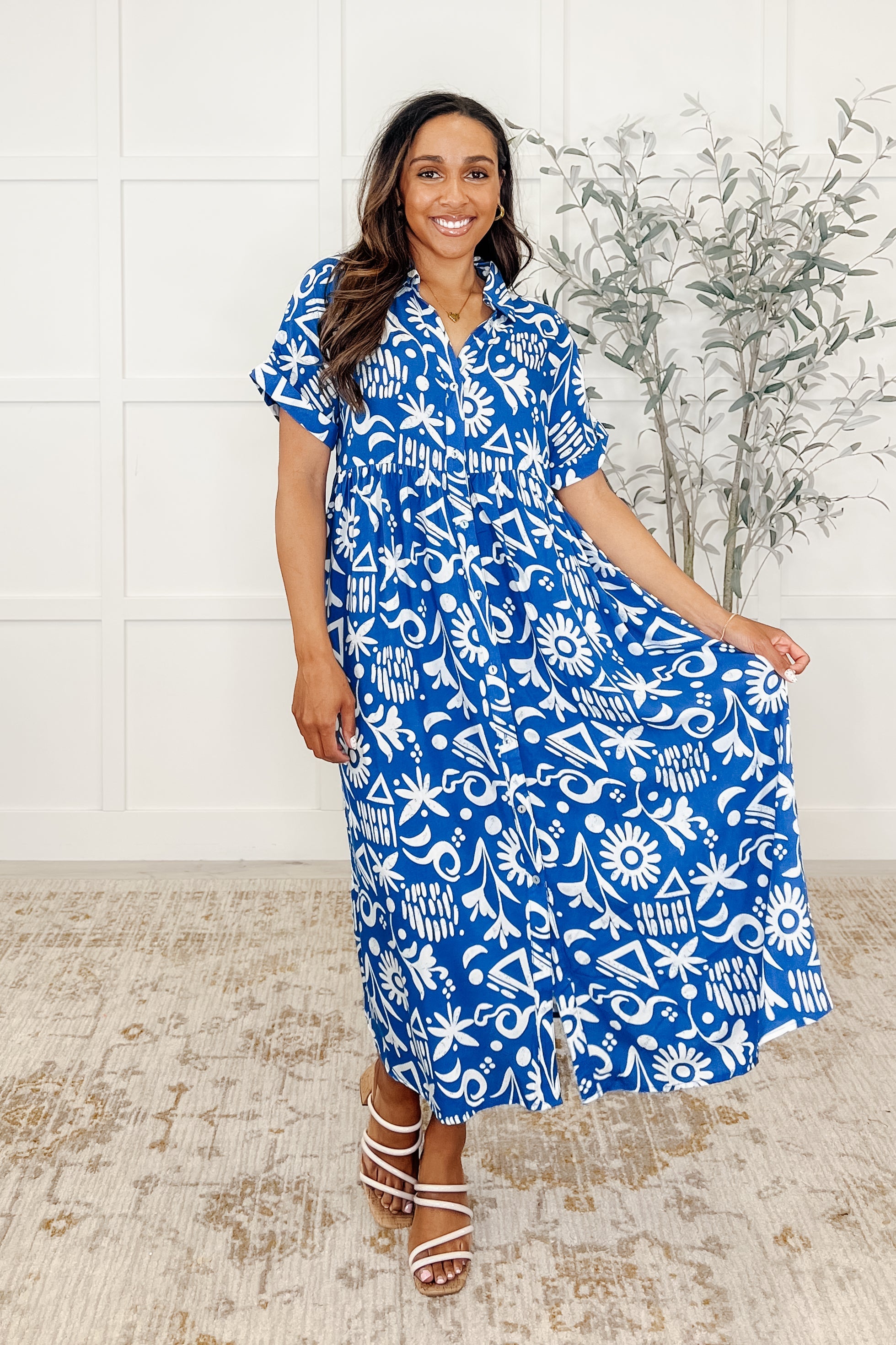 Soft Sonata V-Neck Dress in Blue - Charming Charlie
