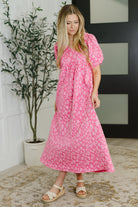 Softly Spoken Textured V-Neck Dress in Hot Pink - Charming Charlie