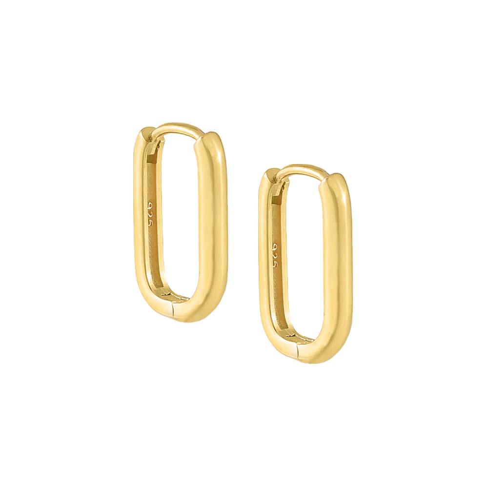 Gold / 10 MM Solid Oval Huggie Earring - Adina's Jewels