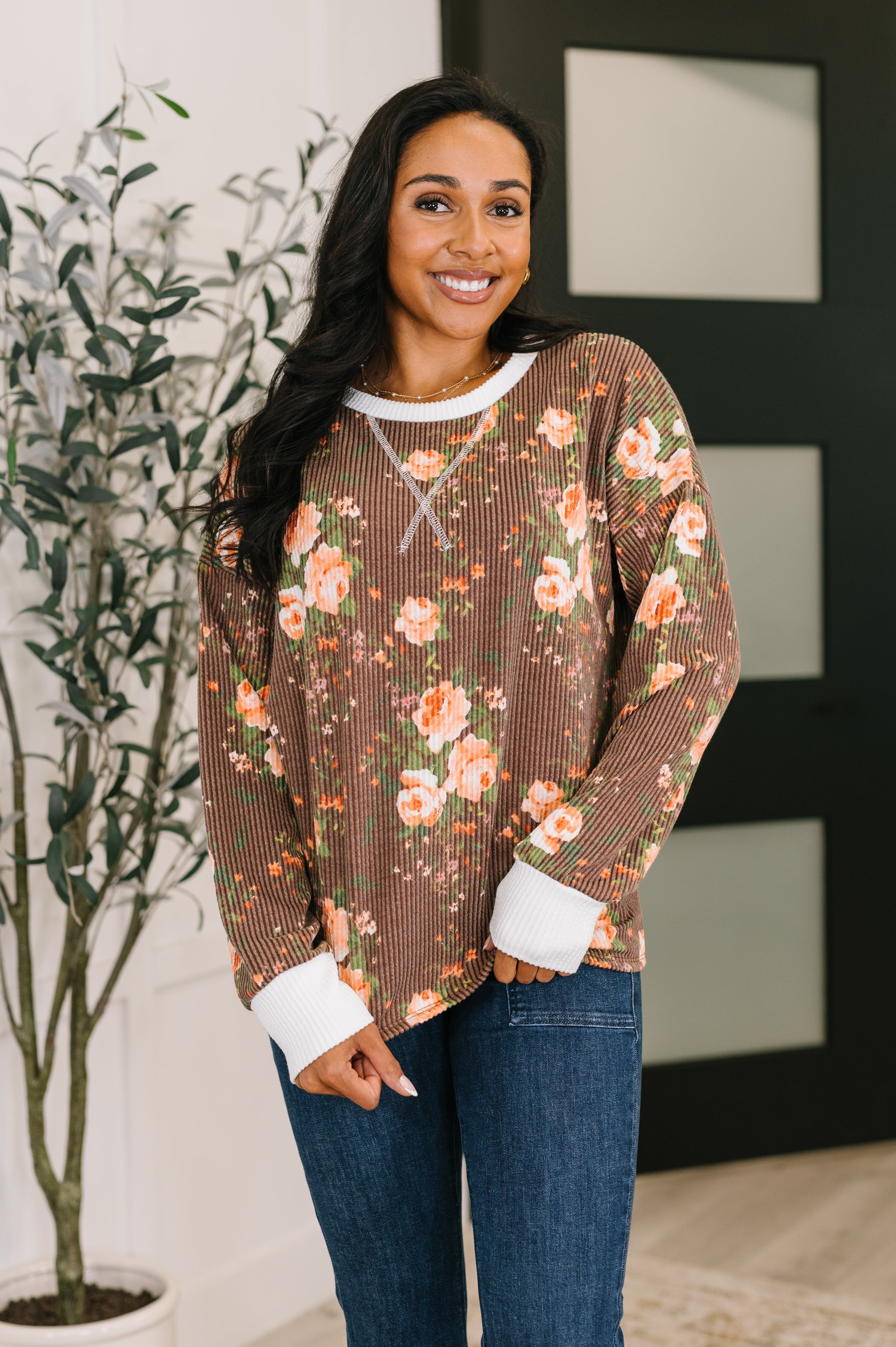 Somebody to Lean On Cable Ribbed Top - Charming Charlie