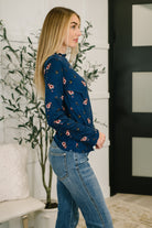 Something in the Air Lettuce Hem Longsleeve Top in Navy - Charming Charlie