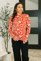 Somethings in the Air Lettuce Hem Longsleeve Top in Vermillion - Charming Charlie