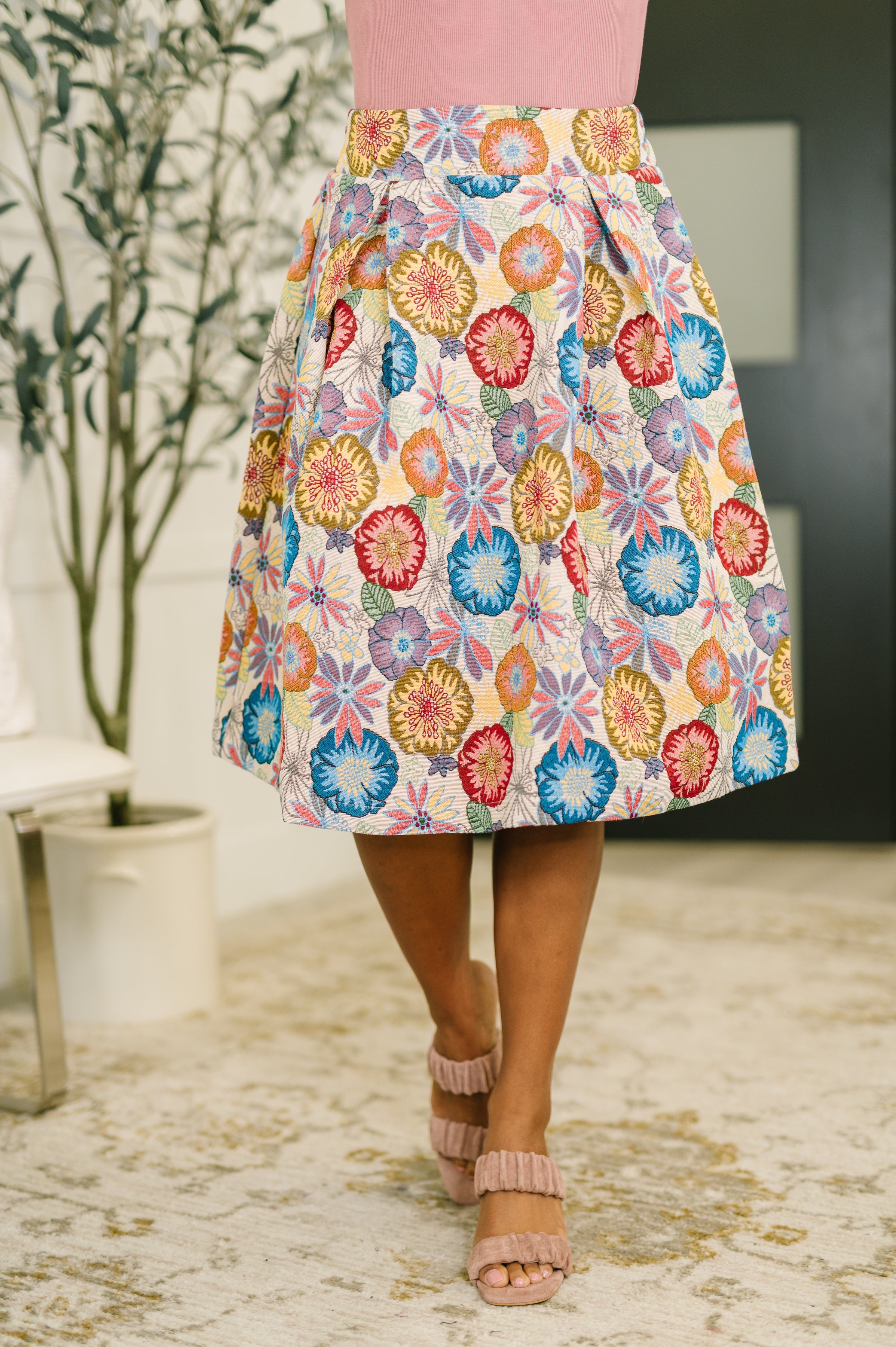 Sound Mind Floral Midi Skirt - Charming Charlie