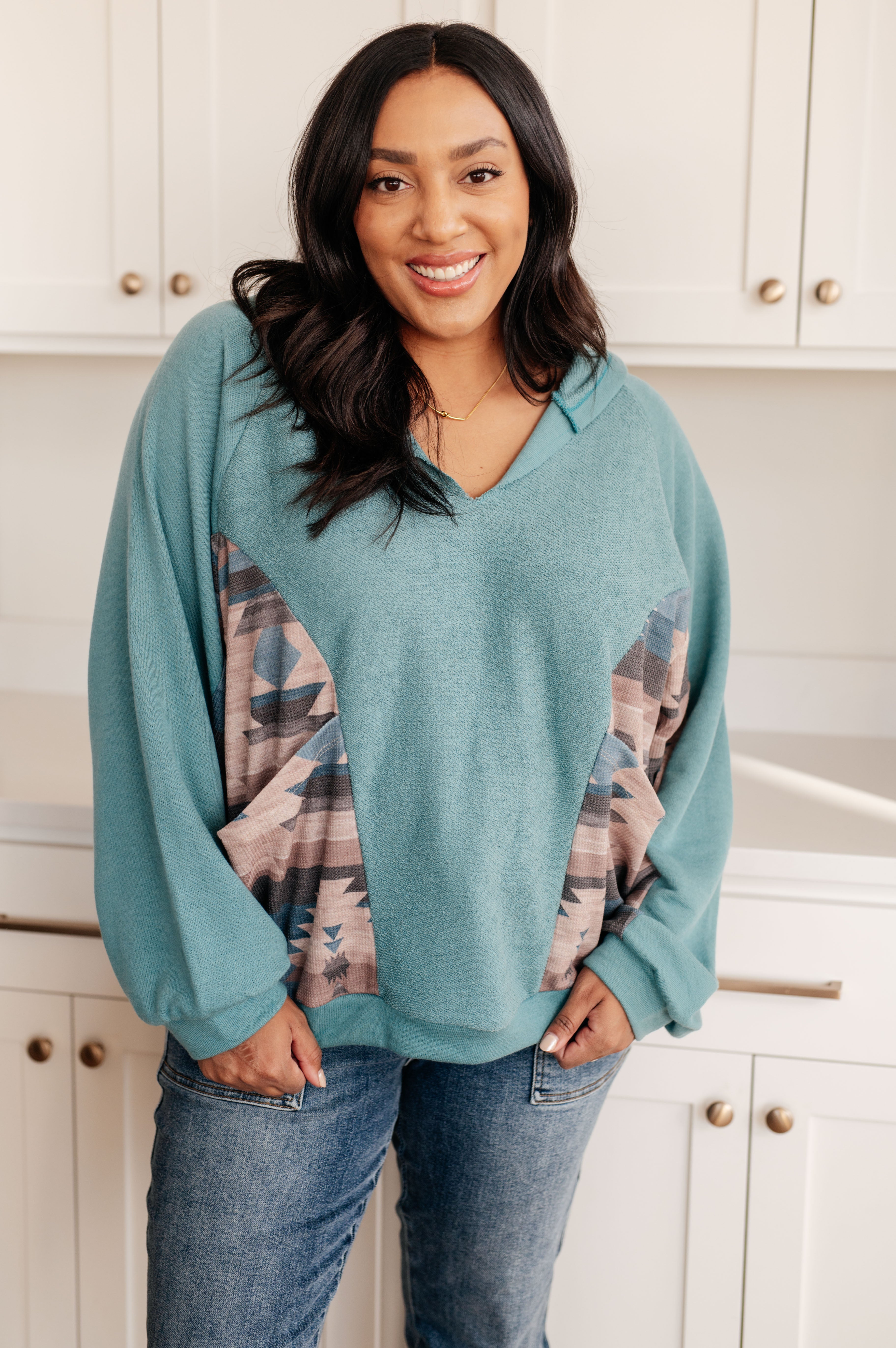 Southwest Sunrise Patchwork Hoodie - Charming Charlie