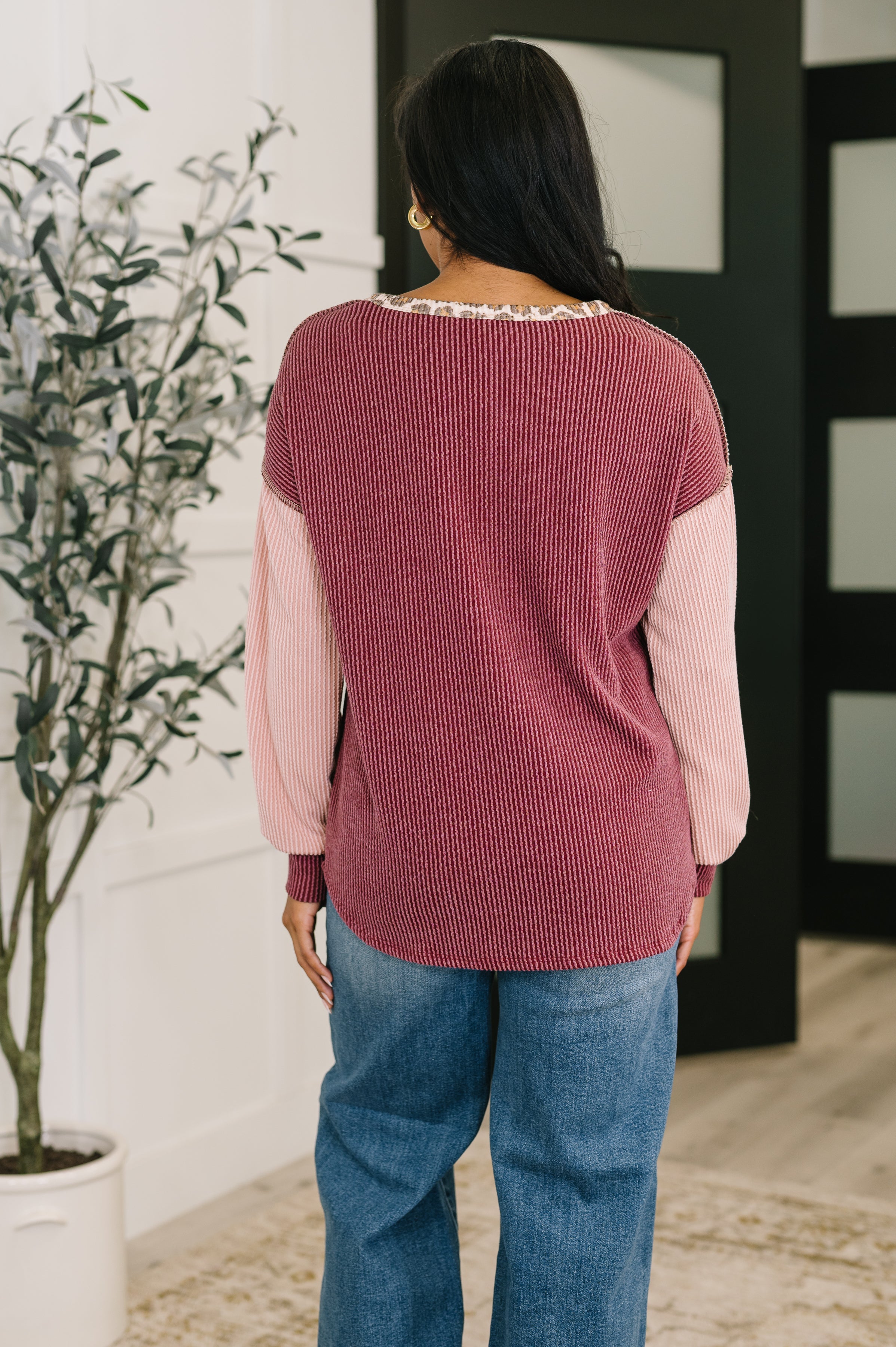 Spotted & Blocked Color Block Henley Top - Charming Charlie