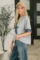 Star Stud Distressed Applique Top - Charming Charlie