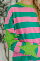 Stars On Stripes Patchwork Striped Sweatshirt - Charming Charlie
