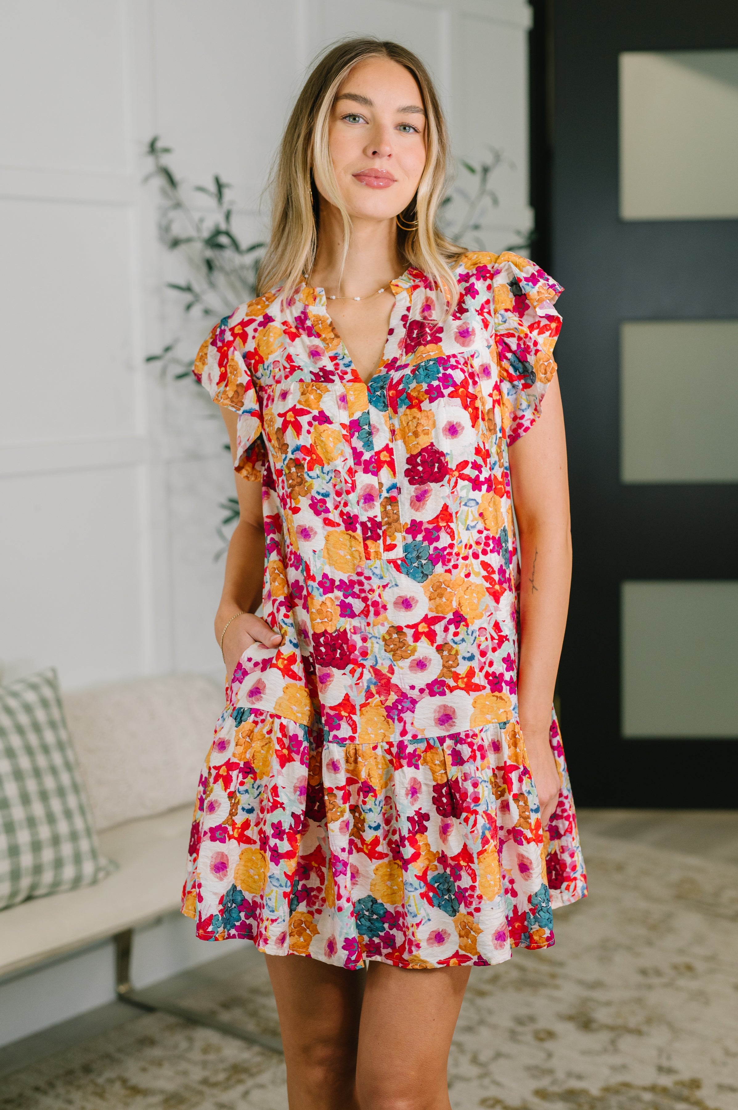 Start of Something Great Flutter Sleeve Floral Dress - Charming Charlie