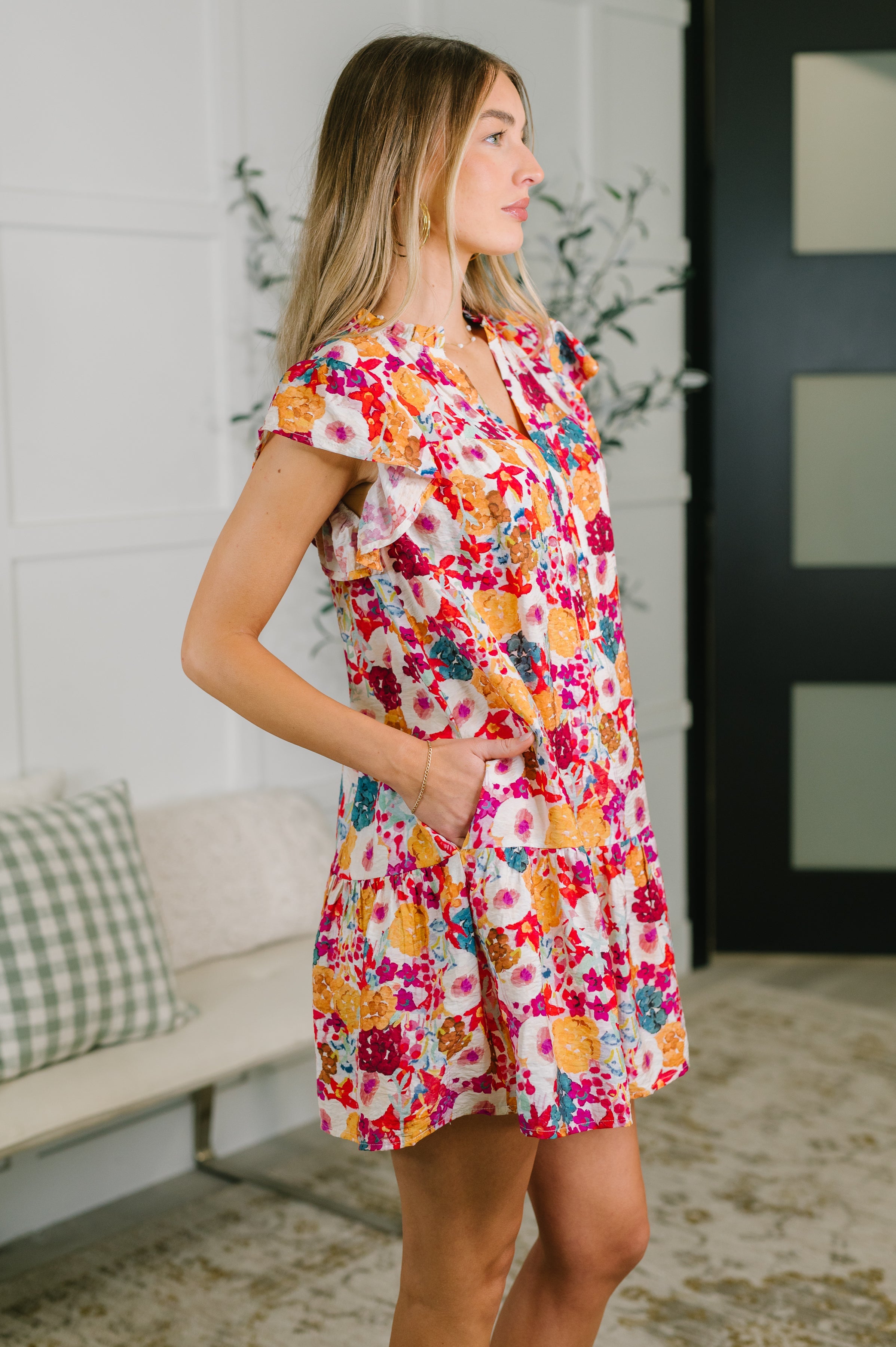Start of Something Great Flutter Sleeve Floral Dress - Charming Charlie