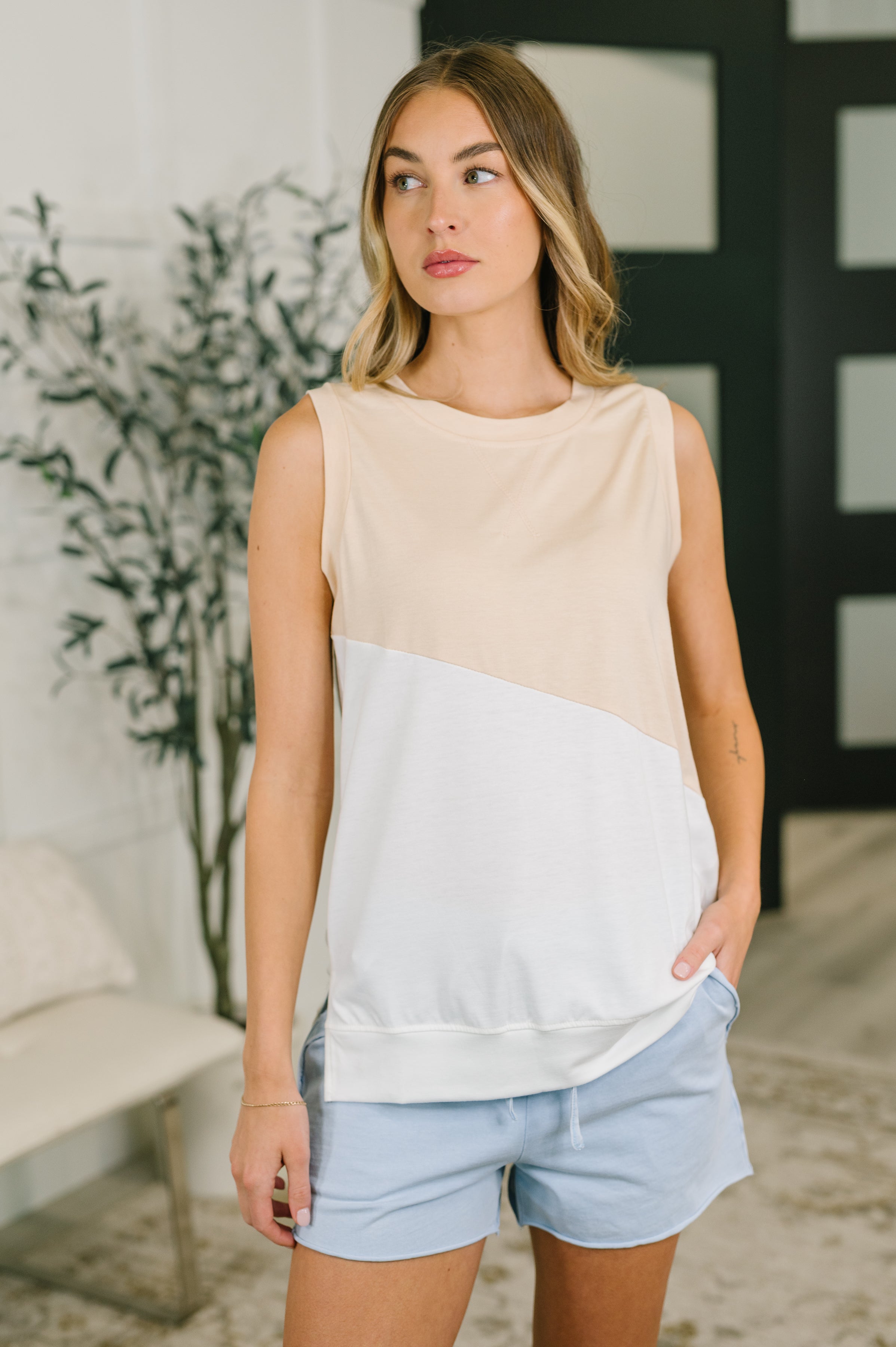 Steady Increase Color Block Sleeveless Top - Charming Charlie