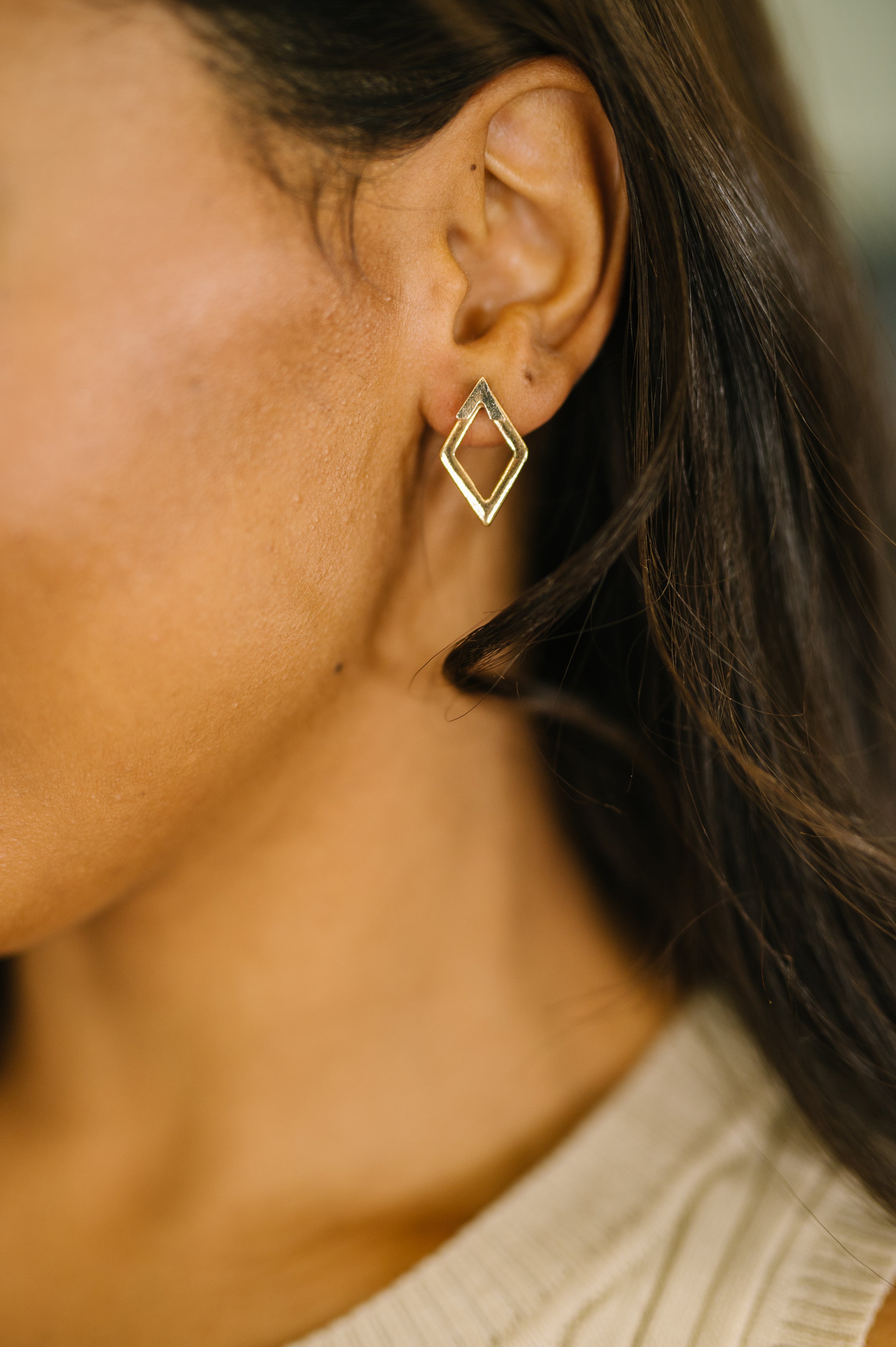Steal Your Breath Geometric Rhombus Stud Earrings - Charming Charlie